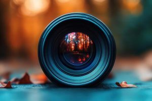 autumn-forest-reflected-in-camera-lens-photo